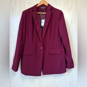 Adrianna Papell Women's Crepe Blazer Jacket Size Medium Windsor Wine NWT